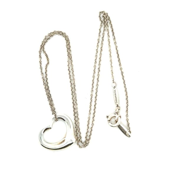 Tiffany & Co. Elsa Peretti Open Heart Pendant Necklace  T&Co. 925 Open Heart Necklace